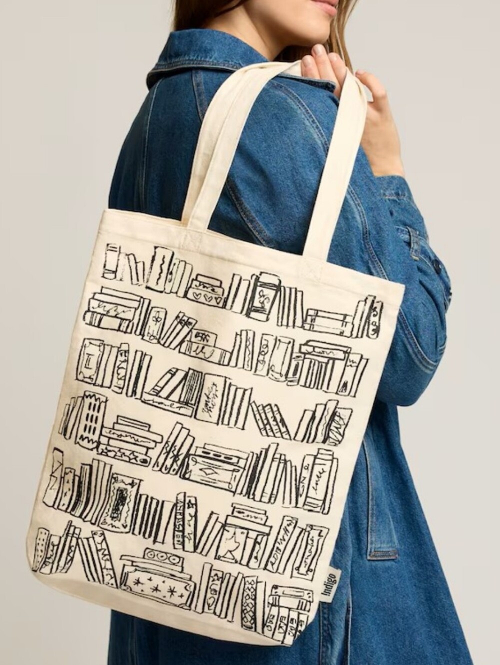 INDIGO  Books Cotton Canvas Tote Bag